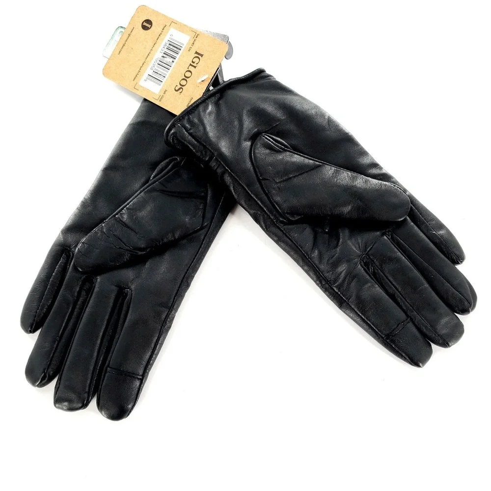 Igloos Women's Black Genuine Leather Gloves LG036 3M Thinsulate Insulated New
